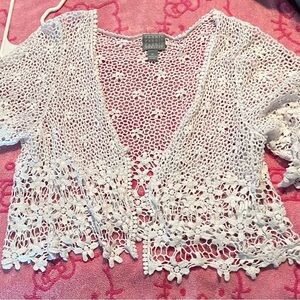 White Crochet Women Top